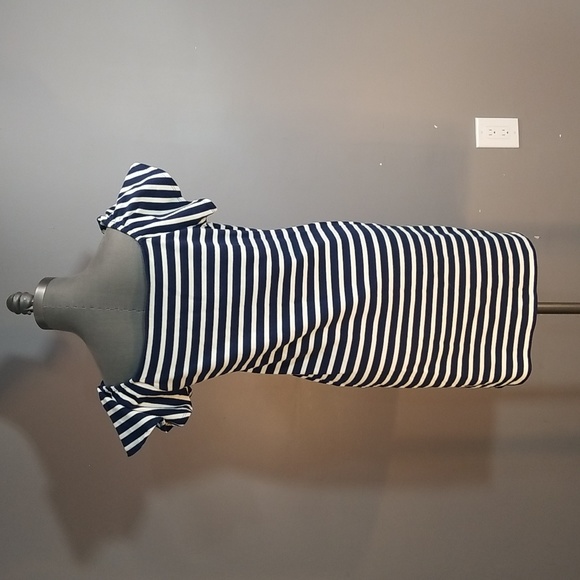 Lauren Ralph Lauren casual stretchy cotton dress. French navy/white stripe. - Picture 3 of 7